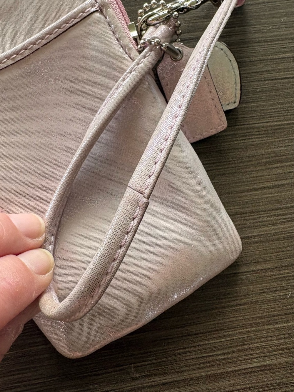 SOLDโ COACH Pink Poppy Legacy Vertical Wristlet - Picture 7 of 12